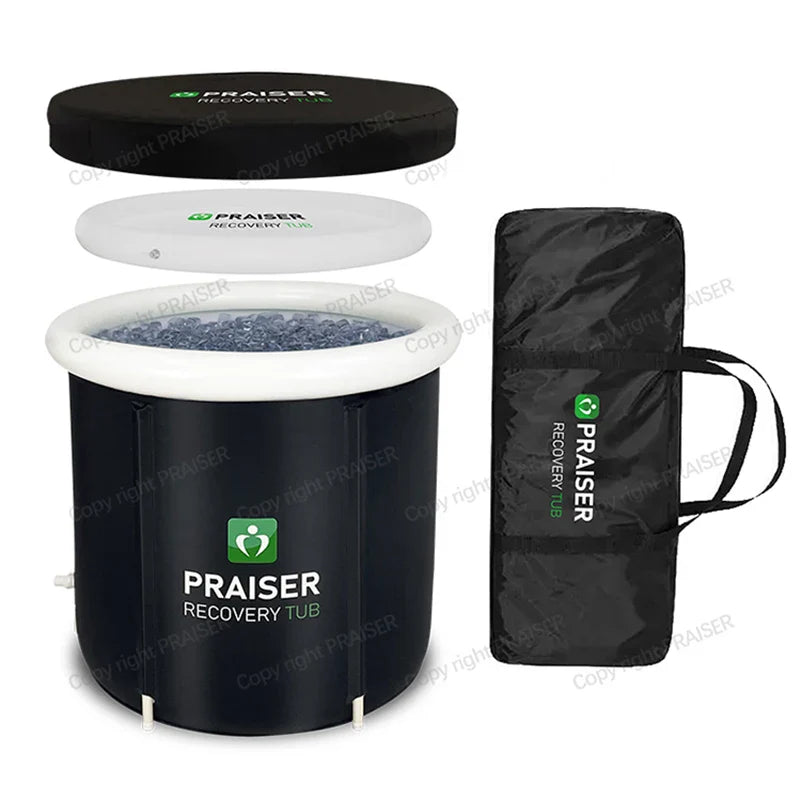 Modern Round  80Cm Black Cold Plunge Inflatable Barrel Foldable Ice Bath
