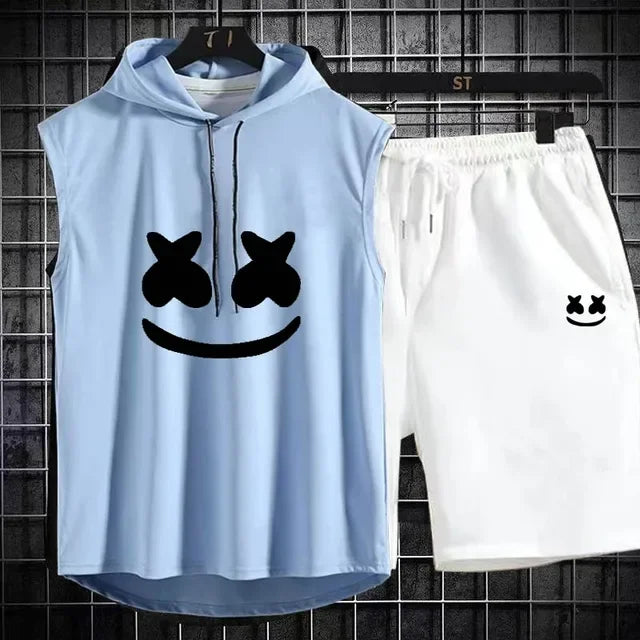 Men's Casual Summer Hooded Shorts Tracksuit Set