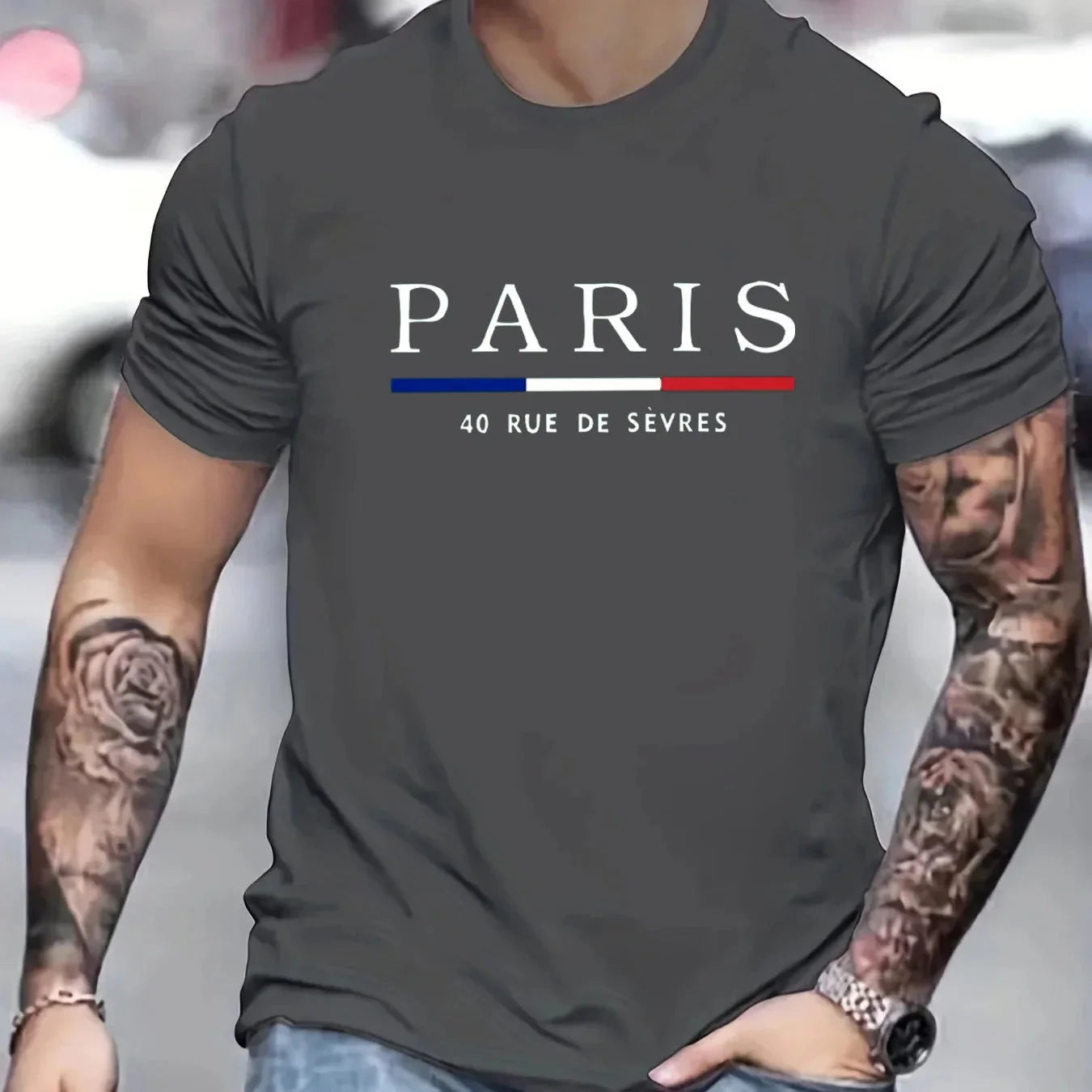 Paris Shirts men's T-shirt 3D printed men's clothing short sleeved men's T-shirt round neck oversized T-shirt fashionable men's