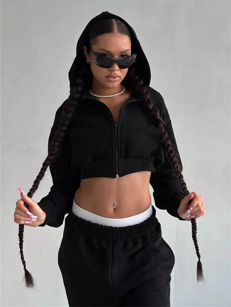 Women's Two-Piece High-waist Casual Hoodie/Trousers Set