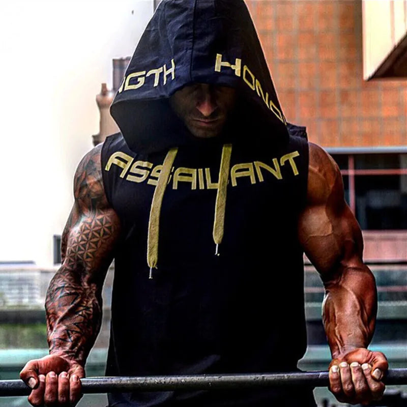 Men's Sleeveless Hooded Tank Top