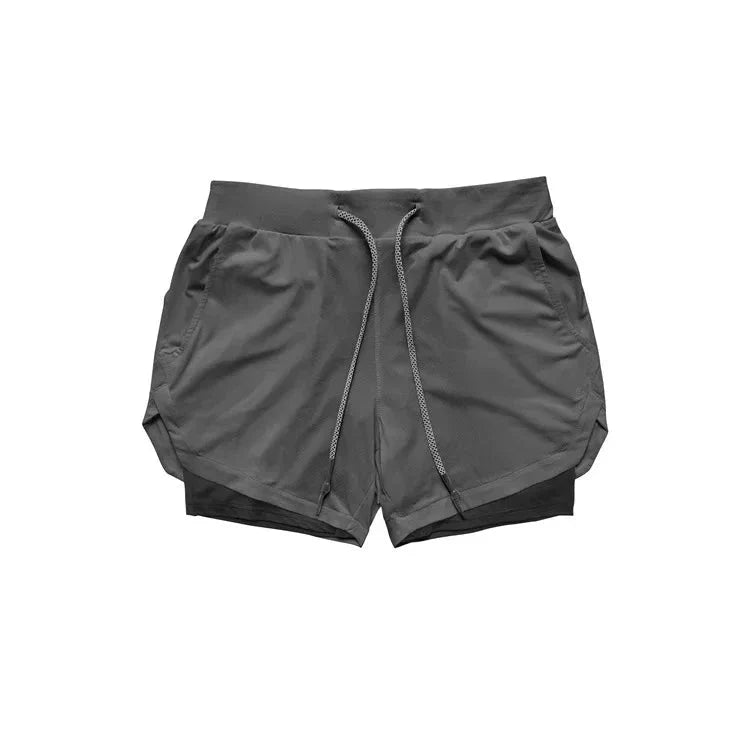 Men’s 2-in-1 Camo Running Shorts — Quick-Dry Training Shorts with Inner Compression Layer