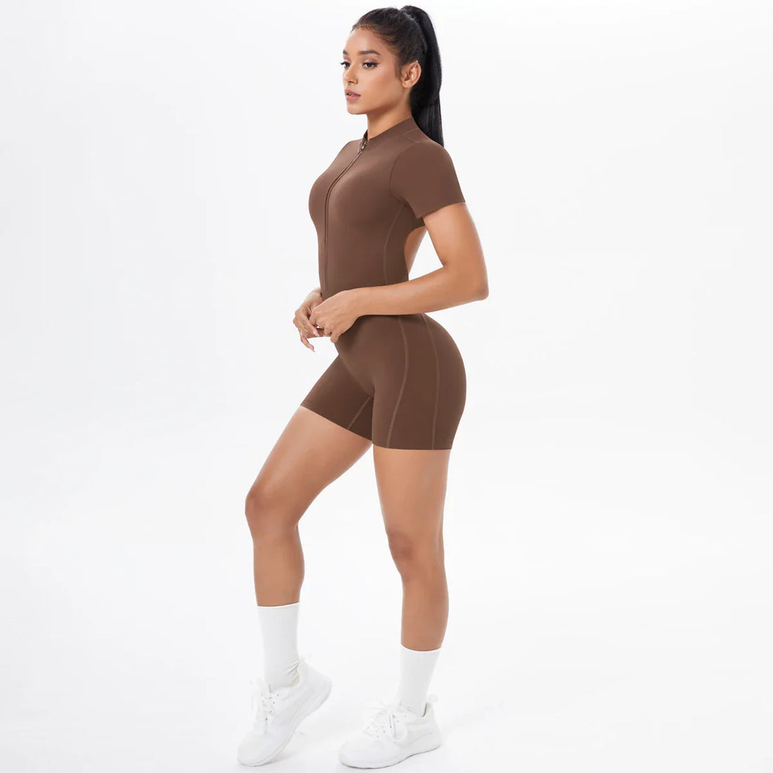 FlexiFit Women's Backless Zip Jumpsuit - Yoga Wear