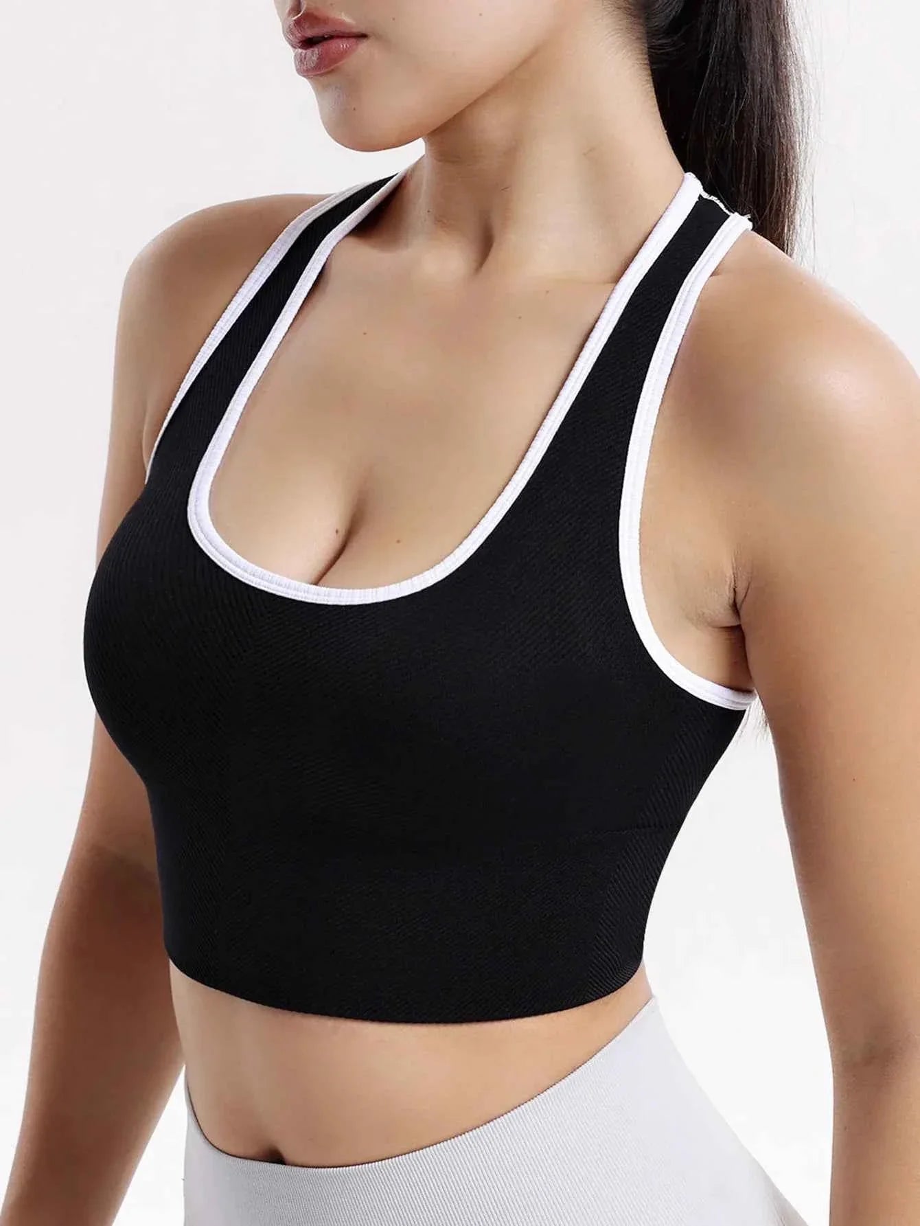 Women's Seamless Ribbed Racerback Sports Bra