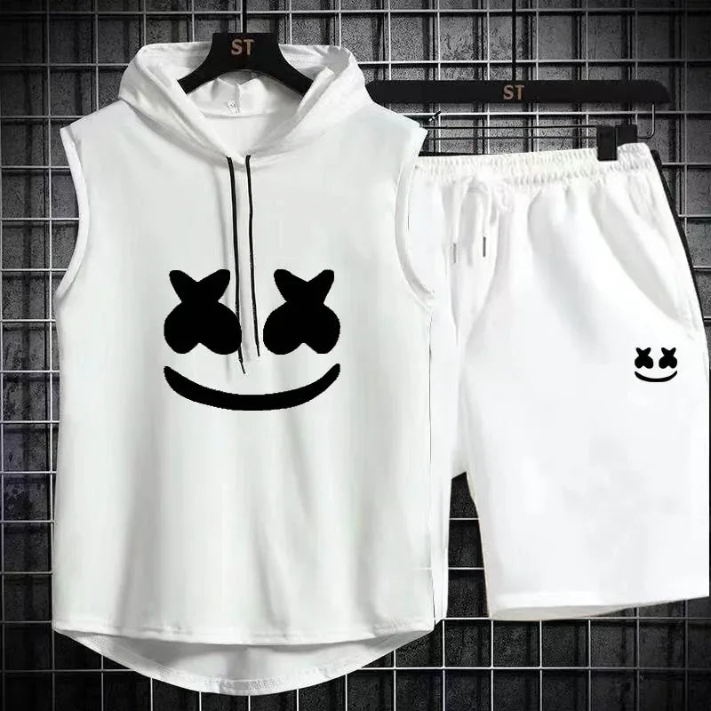 Men's Casual Summer Hooded Shorts Tracksuit Set