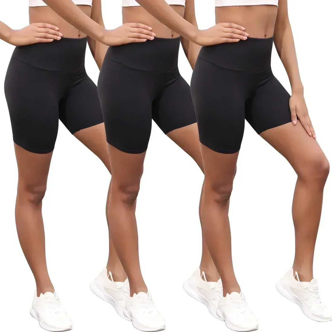 3 Pack Women's High Waisted Super Soft Tummy Control Non See Through Workout Yoga Shorts