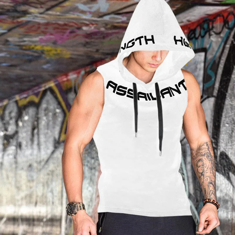 Men's Sleeveless Hooded Tank Top