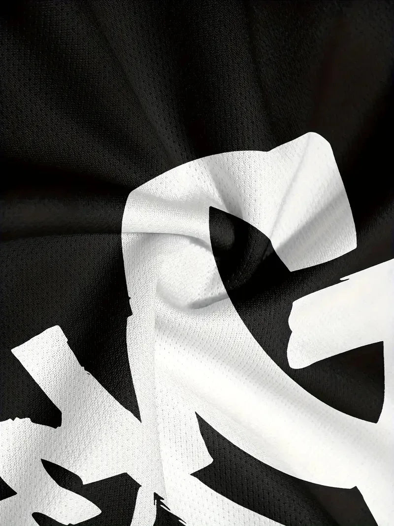Men's Street Casual 3D Letter Shorts Suit