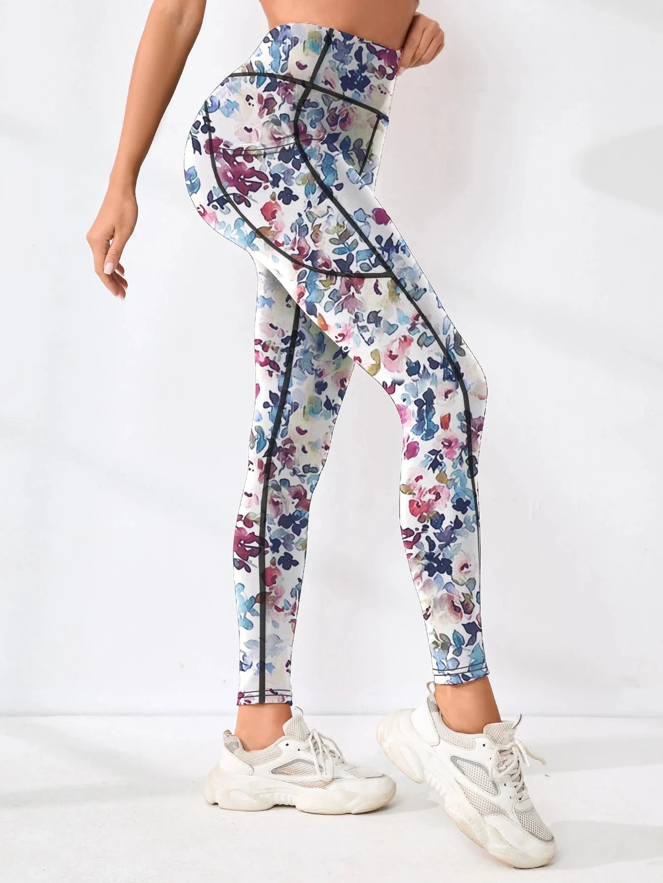 Women's Printed High-Waist Pocket Fitness Pants