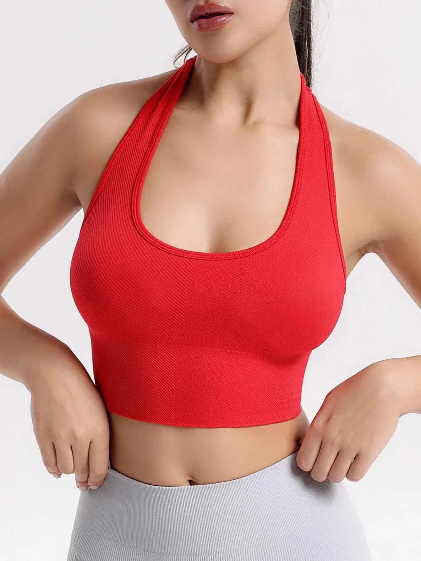 Women's Seamless Ribbed Racerback Sports Bra