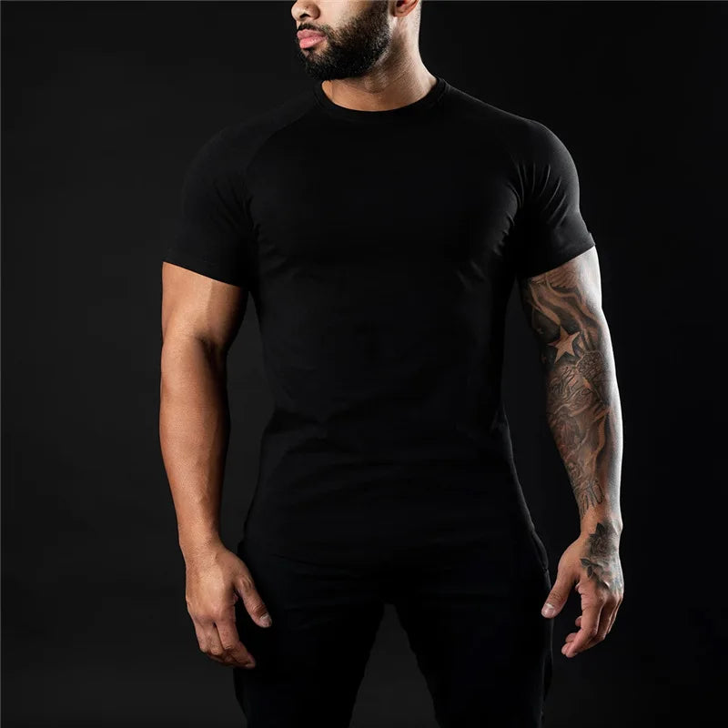 FlexFit Men's Cotton Tee: Summer Athletic Muscle Shirt