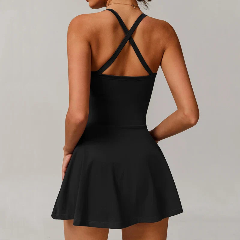 EcoSport Femme: Women's V-Neck Tennis Dress w/ Bra & Shorts