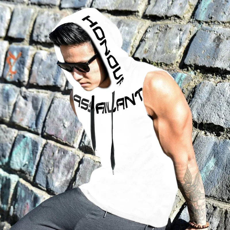 Men's Sleeveless Hooded Tank Top