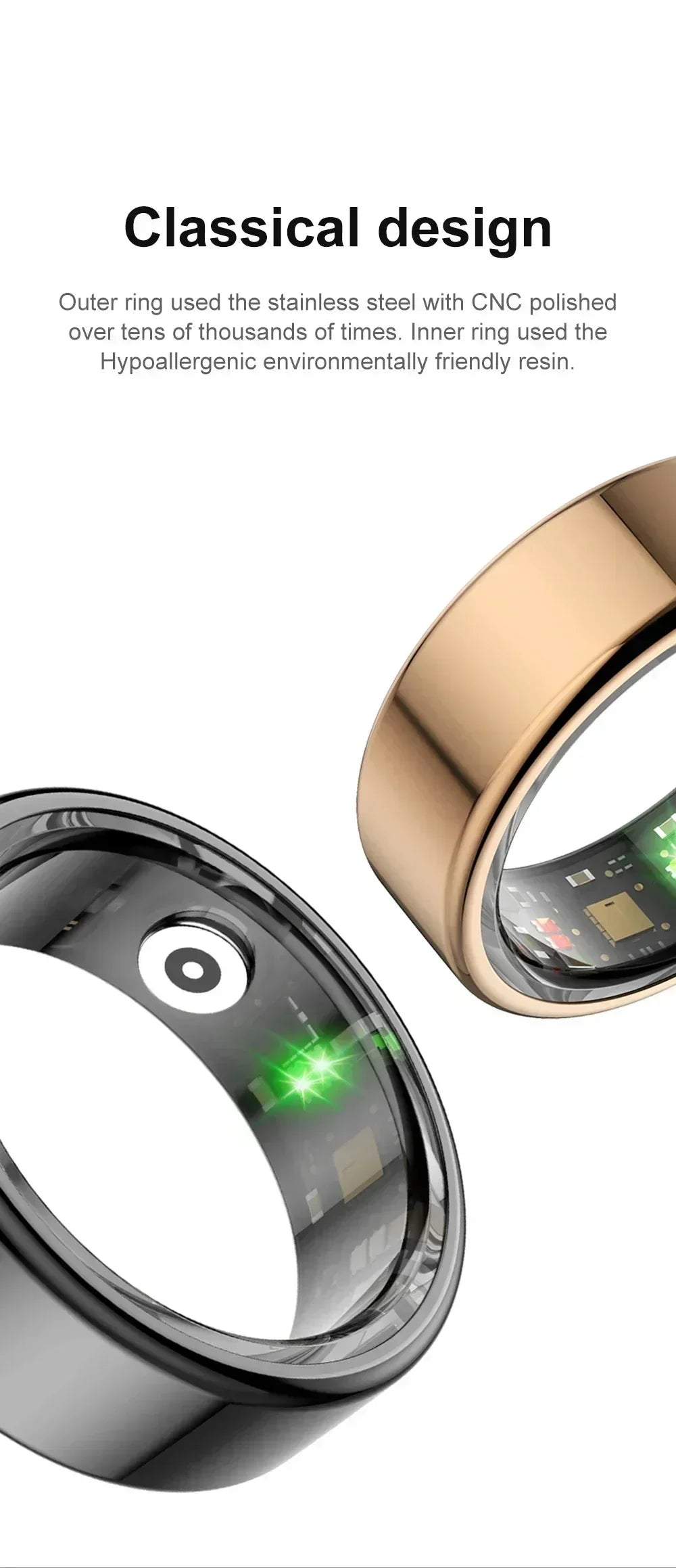 2024 COLMI Men's or Women's Waterproof Smart Ring Fitness Tracker