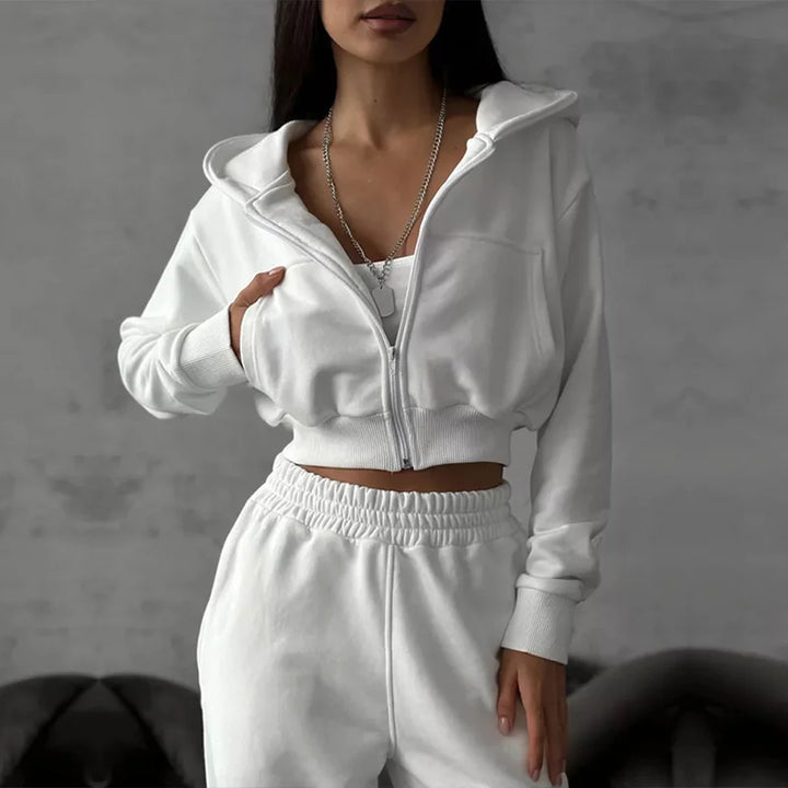 Women's Two-Piece High-waist Casual Hoodie/Trousers Set