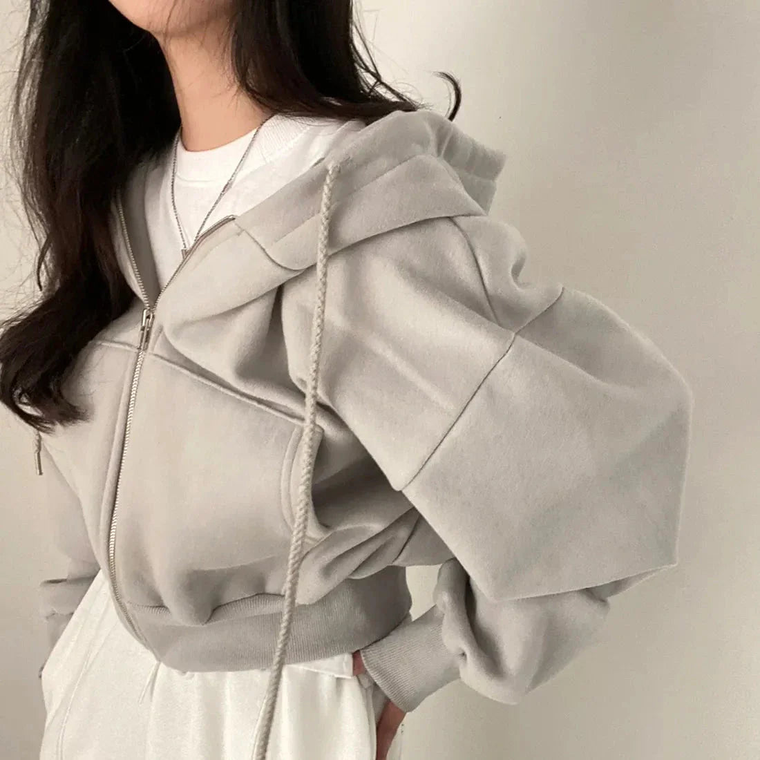 Women’s Y2K Zip Up  Oversized Crop Hoodie