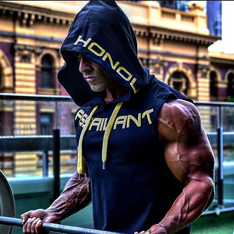 Men's Sleeveless Hooded Tank Top