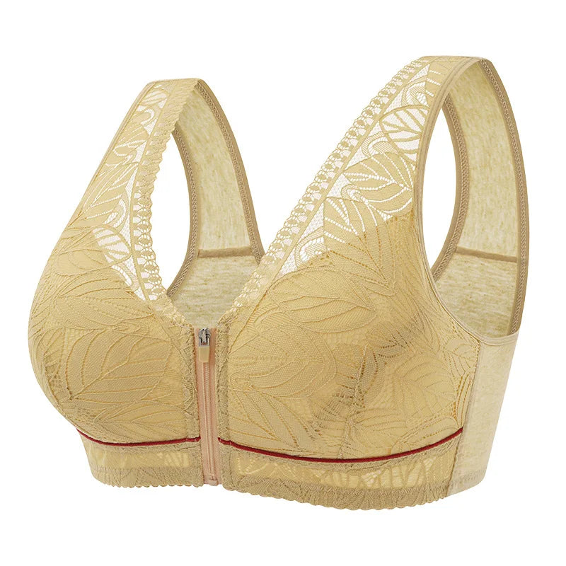 Women's Breathable Lace Front-Zip Sports Bra S-6XL