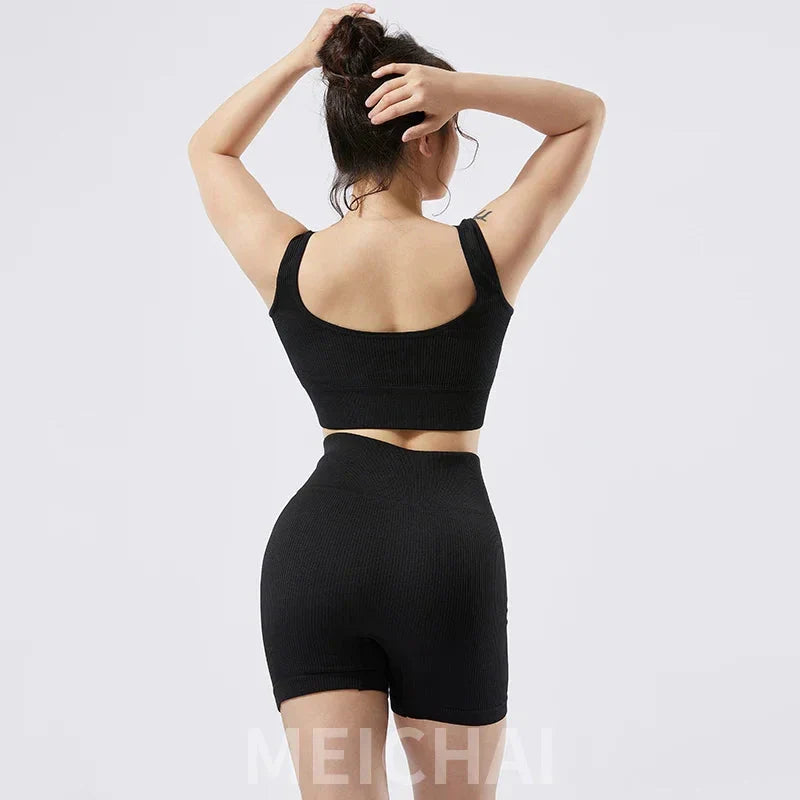 Women's Ribbed Seamless Yoga Short Set