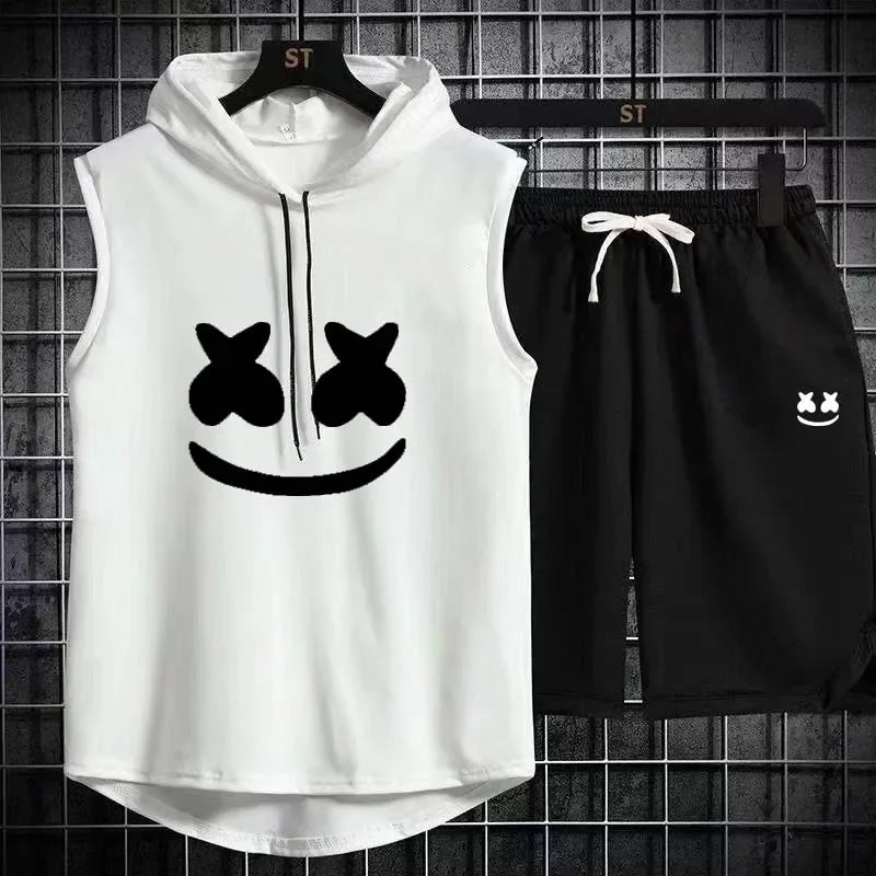 Men's Casual Summer Hooded Shorts Tracksuit Set
