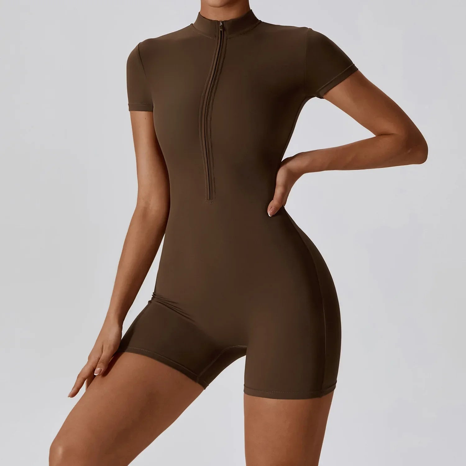 ZenFit Women's Short Sleeve Zip Yoga Bodysuit