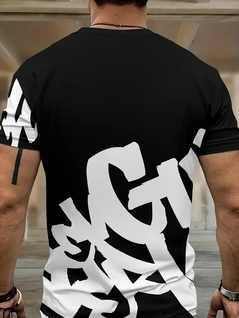 Men's Street Casual 3D Letter Shorts Suit
