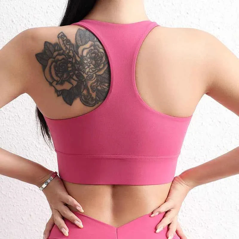 Women's Halter Neck Yoga Crop Top with Removable Pads