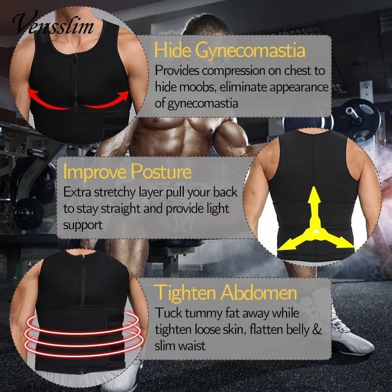 Men's Compression Body Shaper Slimming Waist Trainer Vest