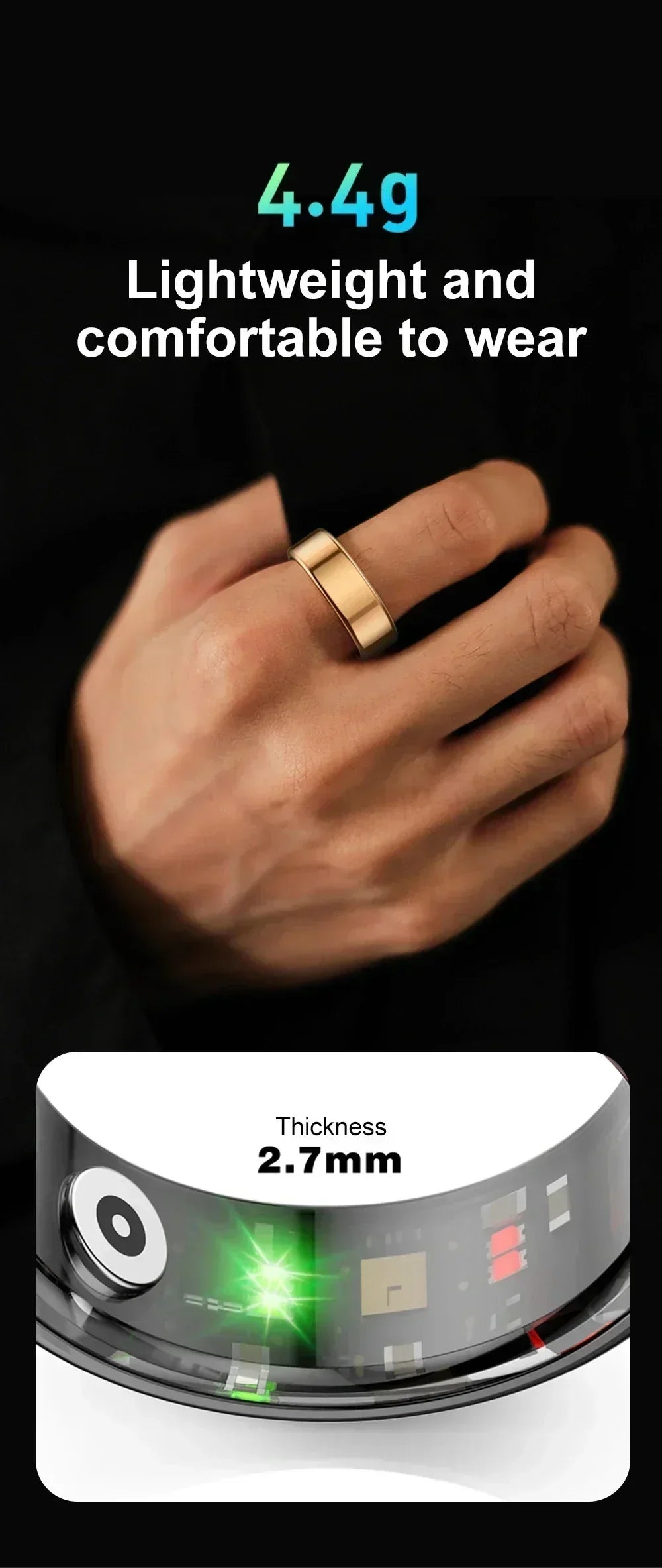 2024 COLMI Men's or Women's Waterproof Smart Ring Fitness Tracker