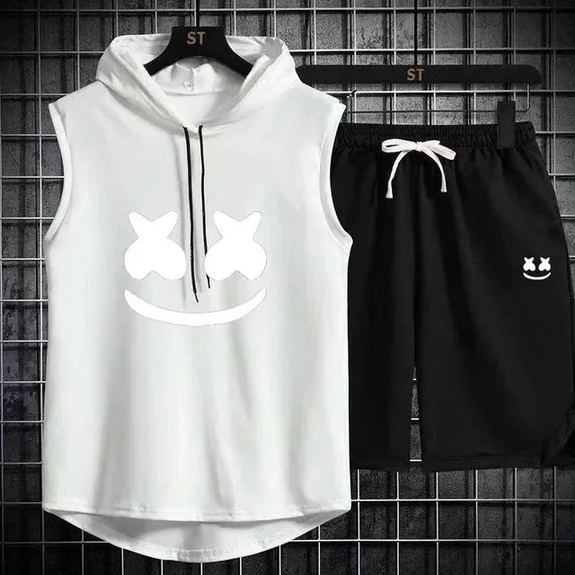 Men's Casual Summer Hooded Shorts Tracksuit Set