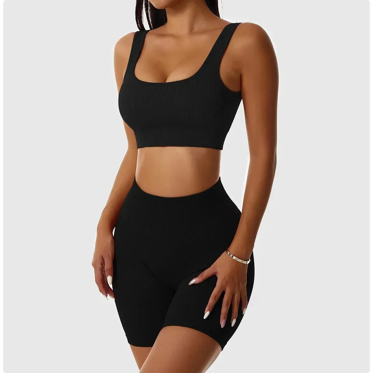 Women's Ribbed Seamless Yoga Short Set