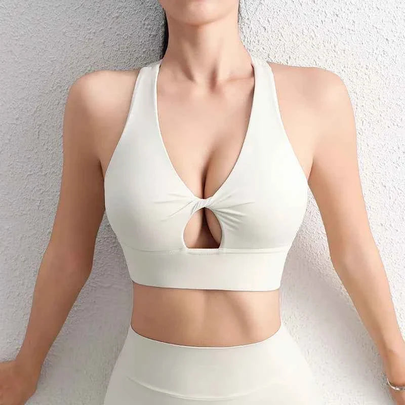 Women's Halter Neck Yoga Crop Top with Removable Pads