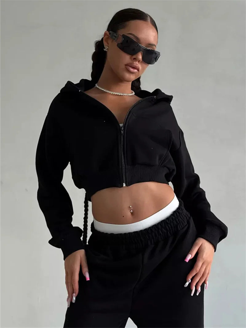 Women's Two-Piece High-waist Casual Hoodie/Trousers Set