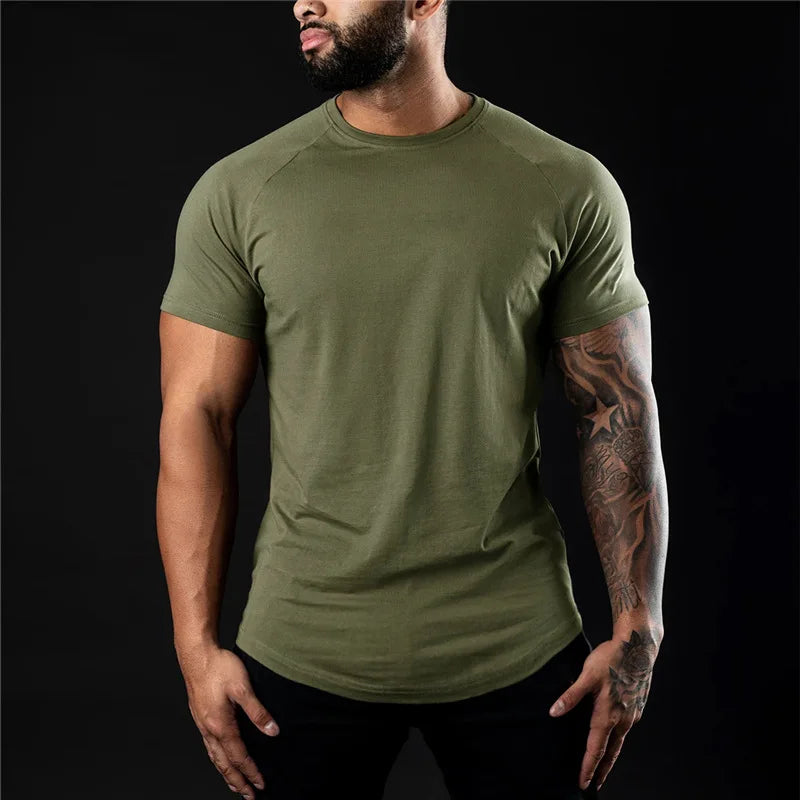 FlexFit Men's Cotton Tee: Summer Athletic Muscle Shirt