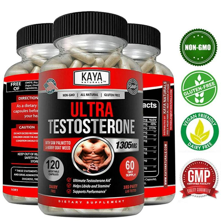 Ultra Testosterone Male Muscle Booster - Natural Workout Supplement To Boost Energy, Endurance and Strength