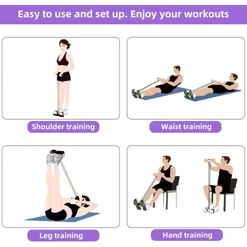 4/6-Tube Tensioner Multi-Functional Fitness Yoga Abdominal Strengthening Elastic Bands