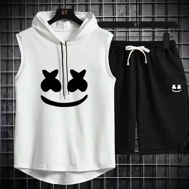 Men's Casual Summer Hooded Shorts Tracksuit Set
