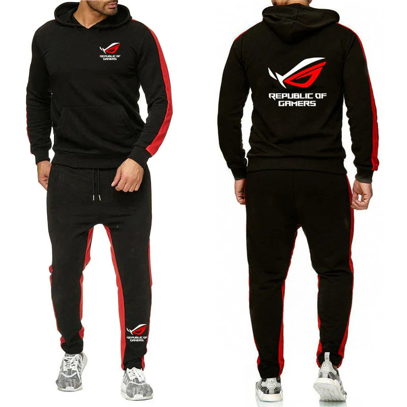 ROG Men's Fleece Tracksuit: Solid Color Jogger Set
