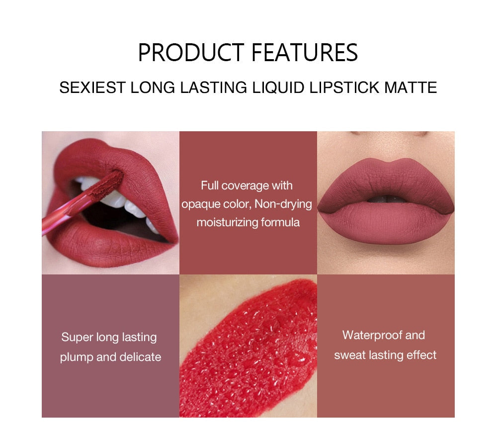 Ultra Matte Velvet Waterproof Long Lasting Liquid Lip Gloss Set