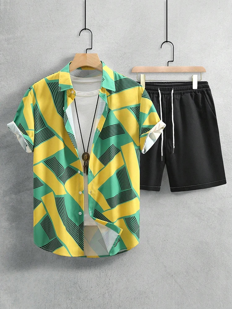 Resort Luxury Style Men's Short-sleeved Outfit