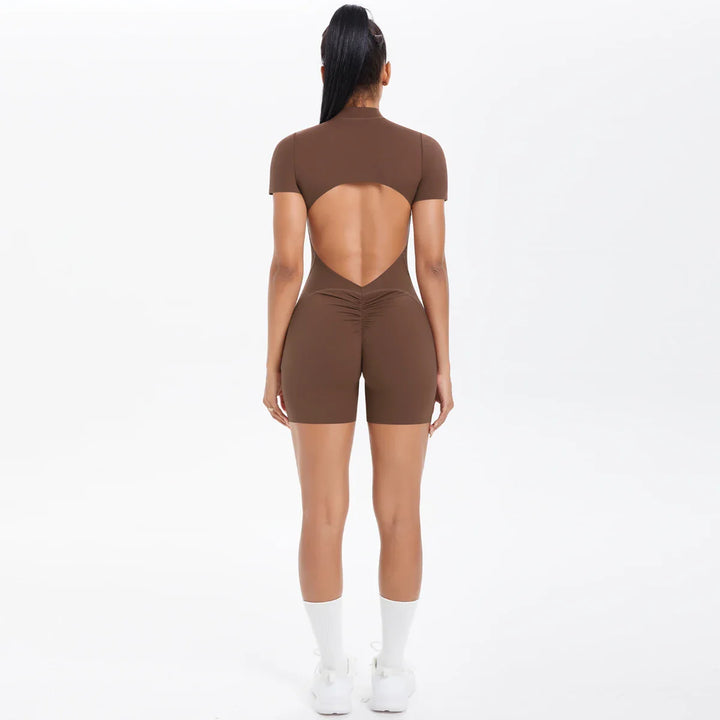 FlexiFit Women's Backless Zip Jumpsuit - Yoga Wear