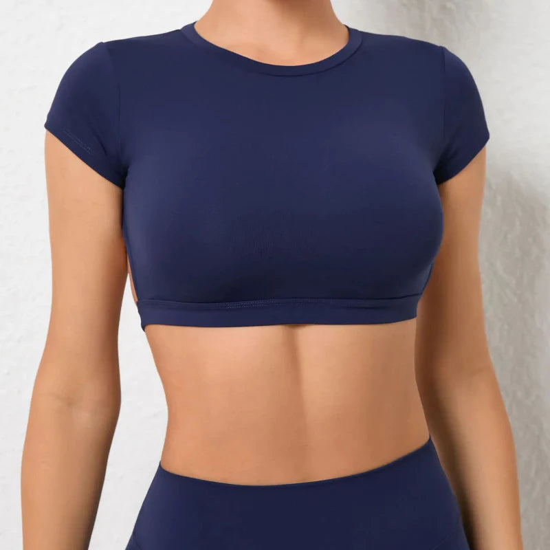 Women's Fitted Backless Fitness Crop Top