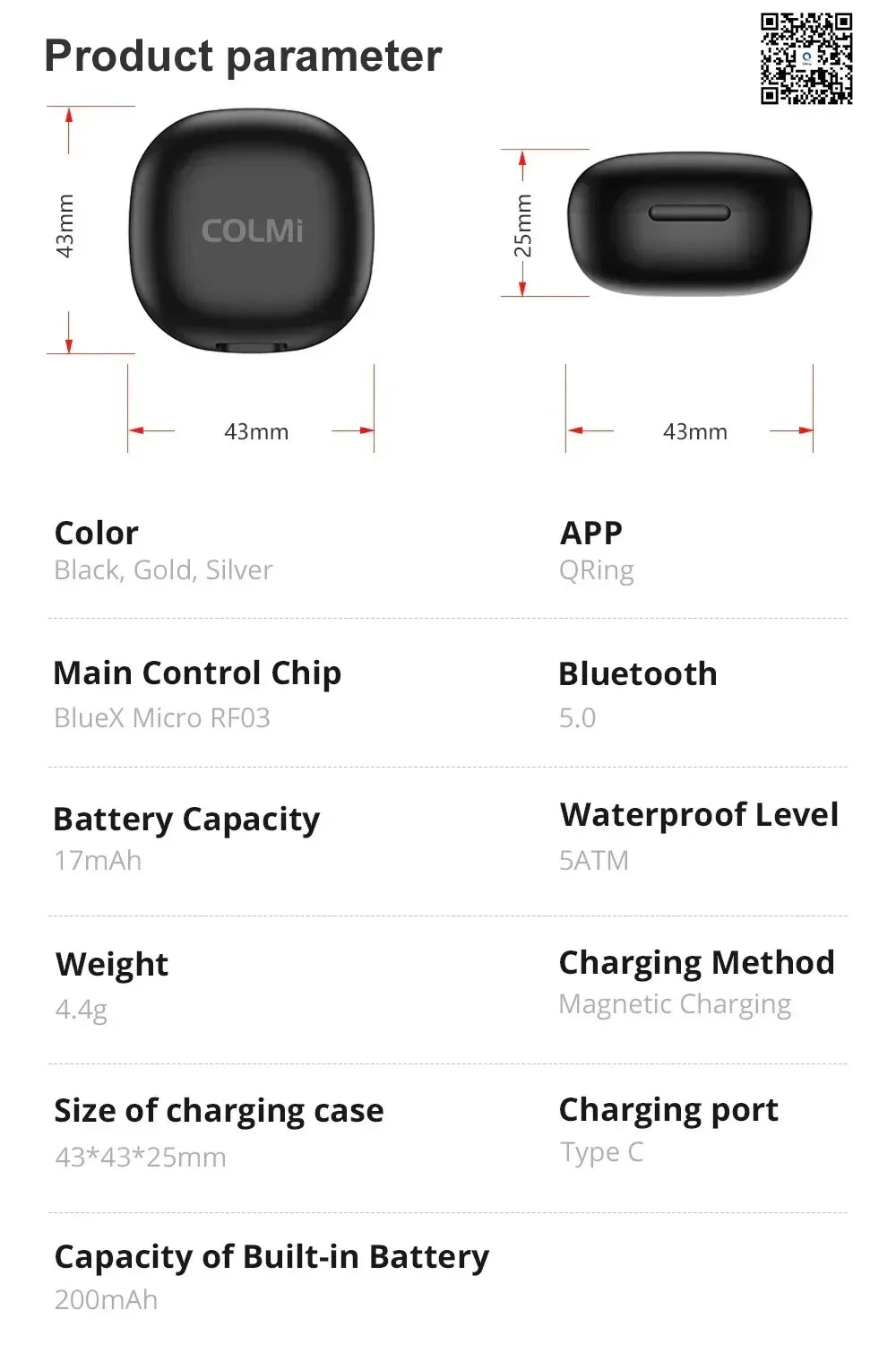 2024 COLMI Men's or Women's Waterproof Smart Ring Fitness Tracker