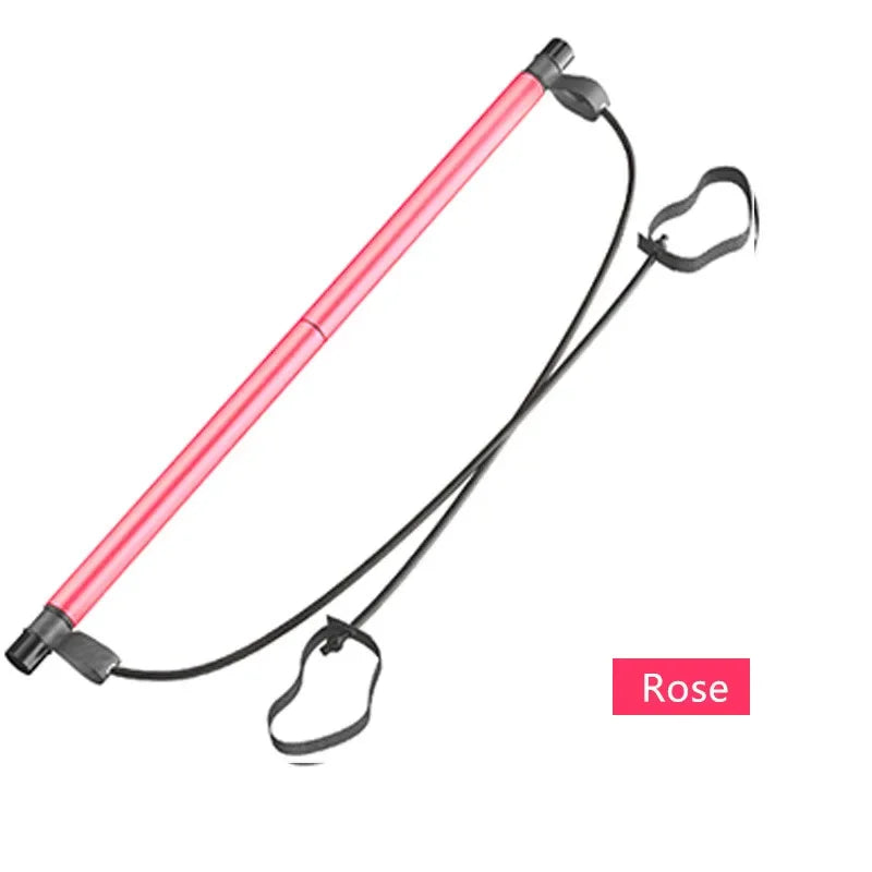 Portable Yoga Pilates Bar Stick with Resistance Band Muscle Toning Bar Home Workout