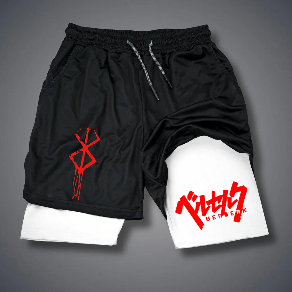 Men's 2 in 1 Compression Running Shorts with phone pockets