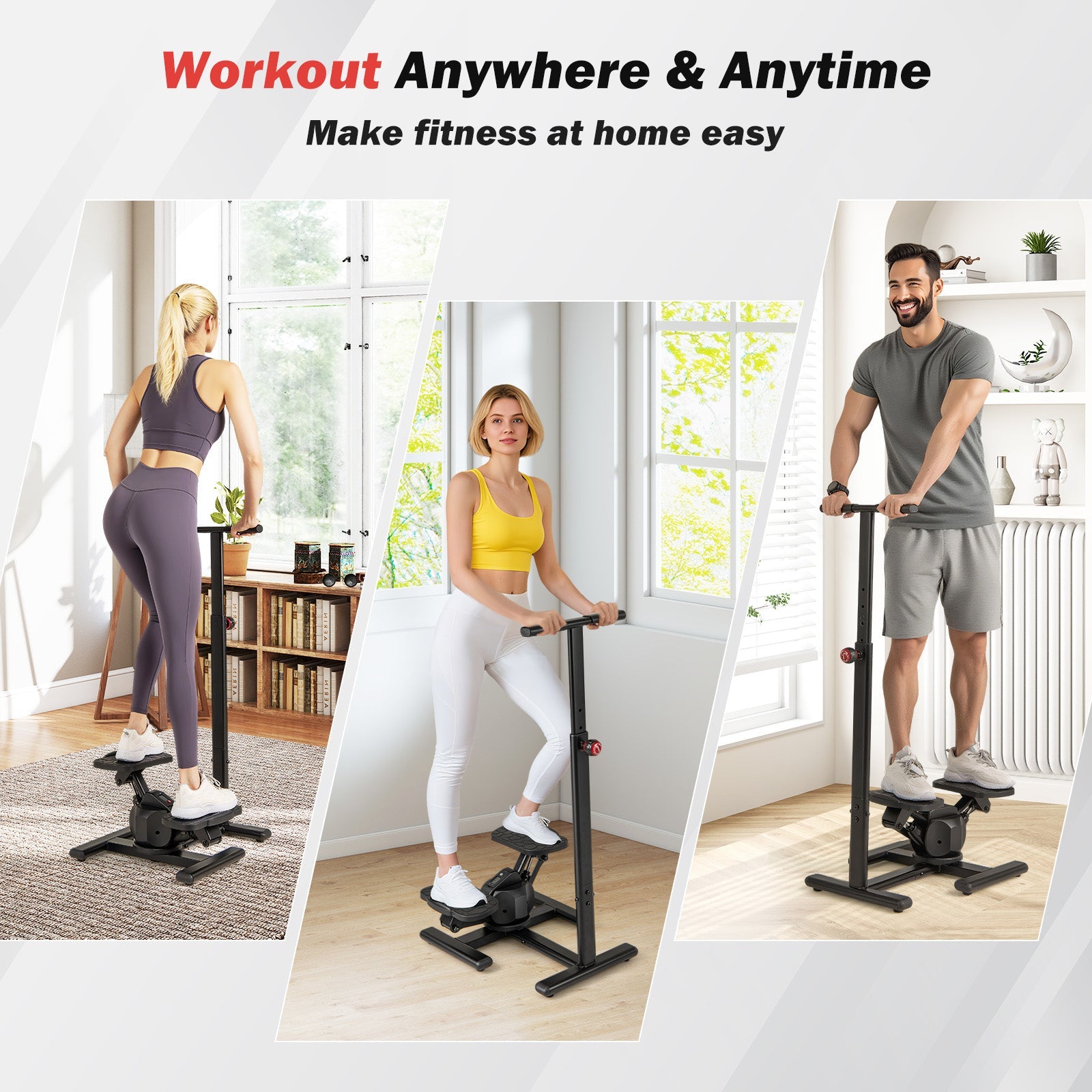 Steppers for Exercise Twist Stair Stepper Workout Equipment-Black