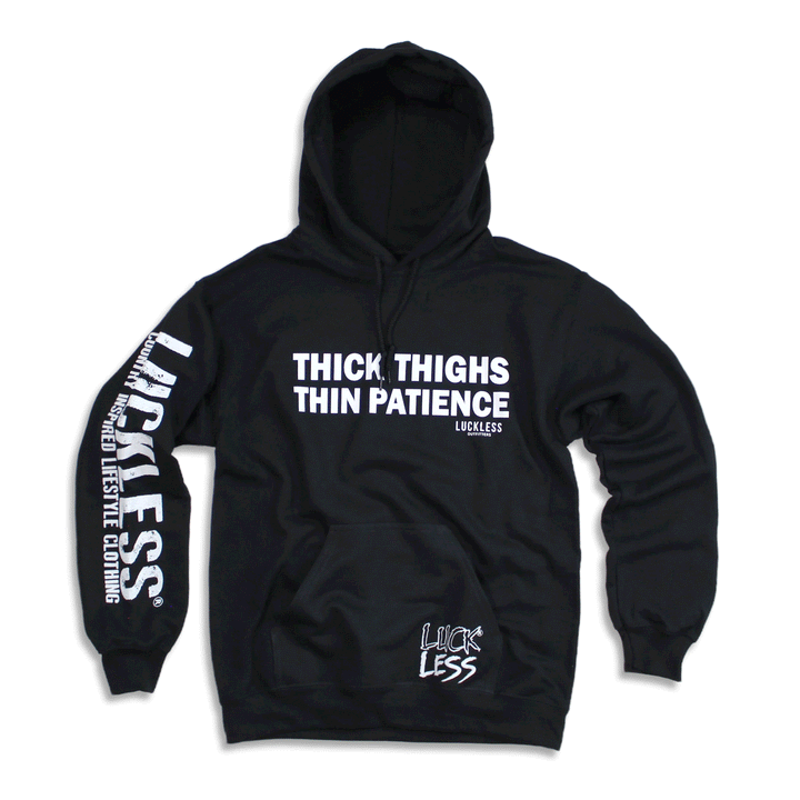 Women's Thick Thighs Thin Patience Graphic Hoodie