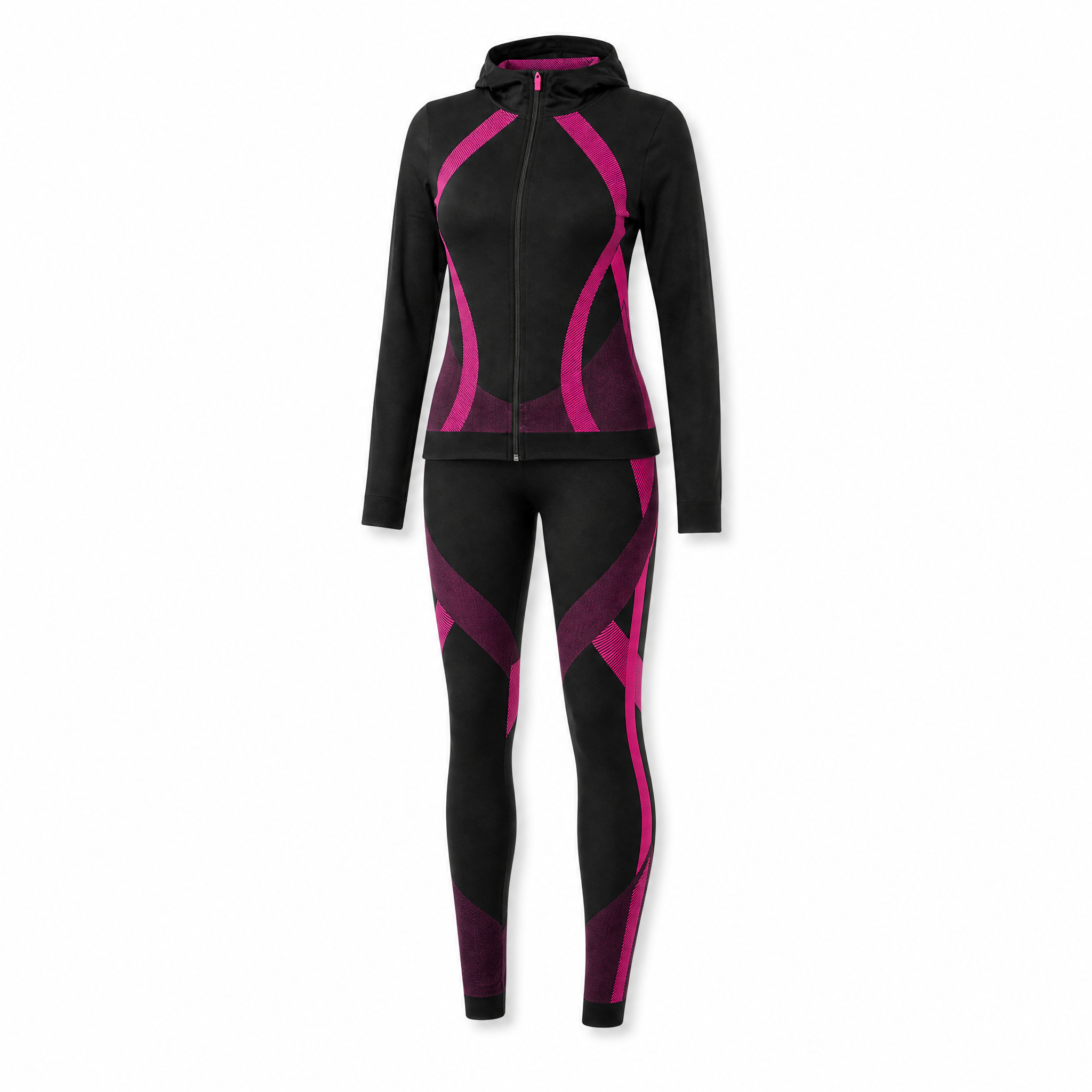 Women's Two Piece Active Zip Up Hooded Jacket + Leggings Set