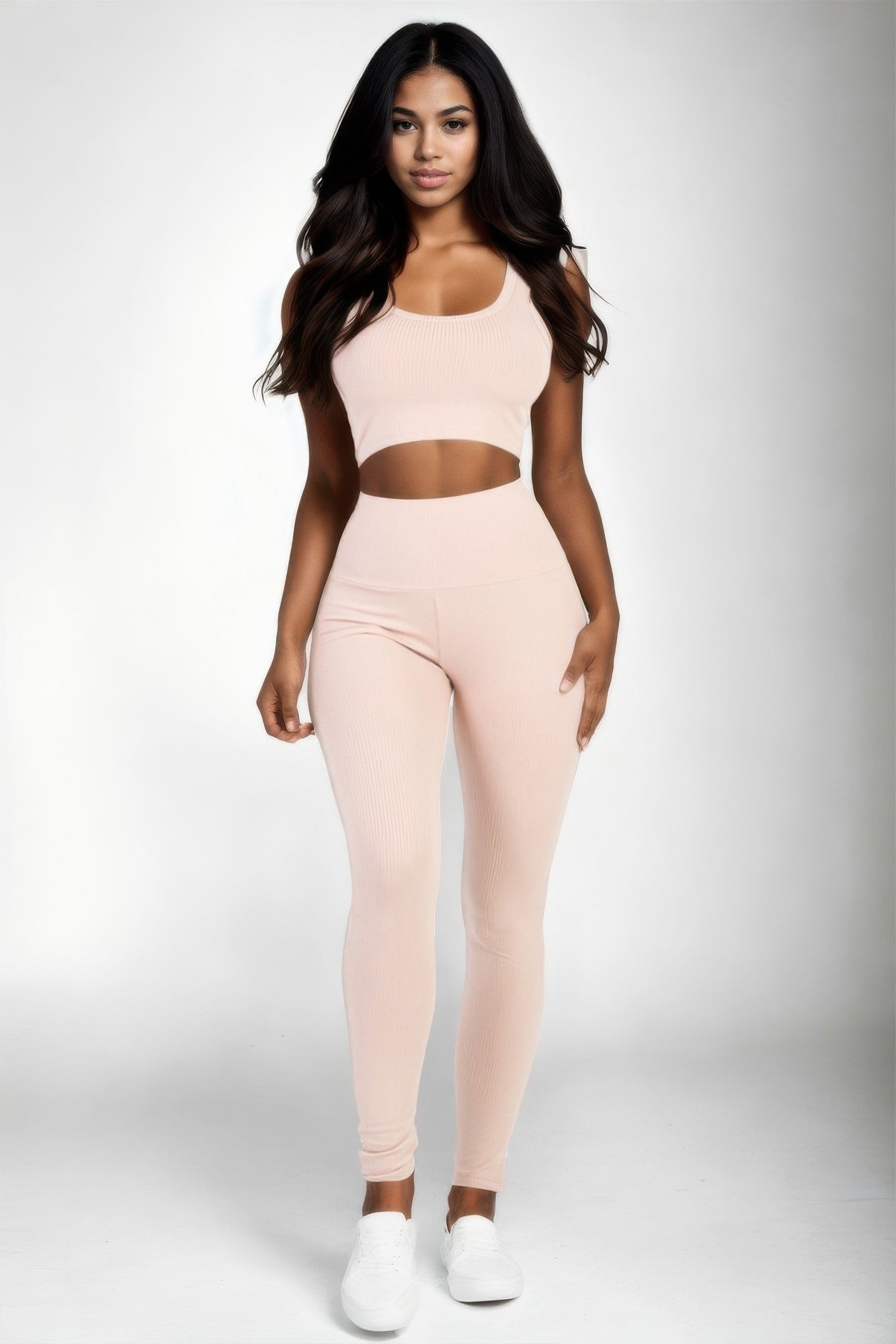 Women's Ribbed Crop Top & Leggings Set