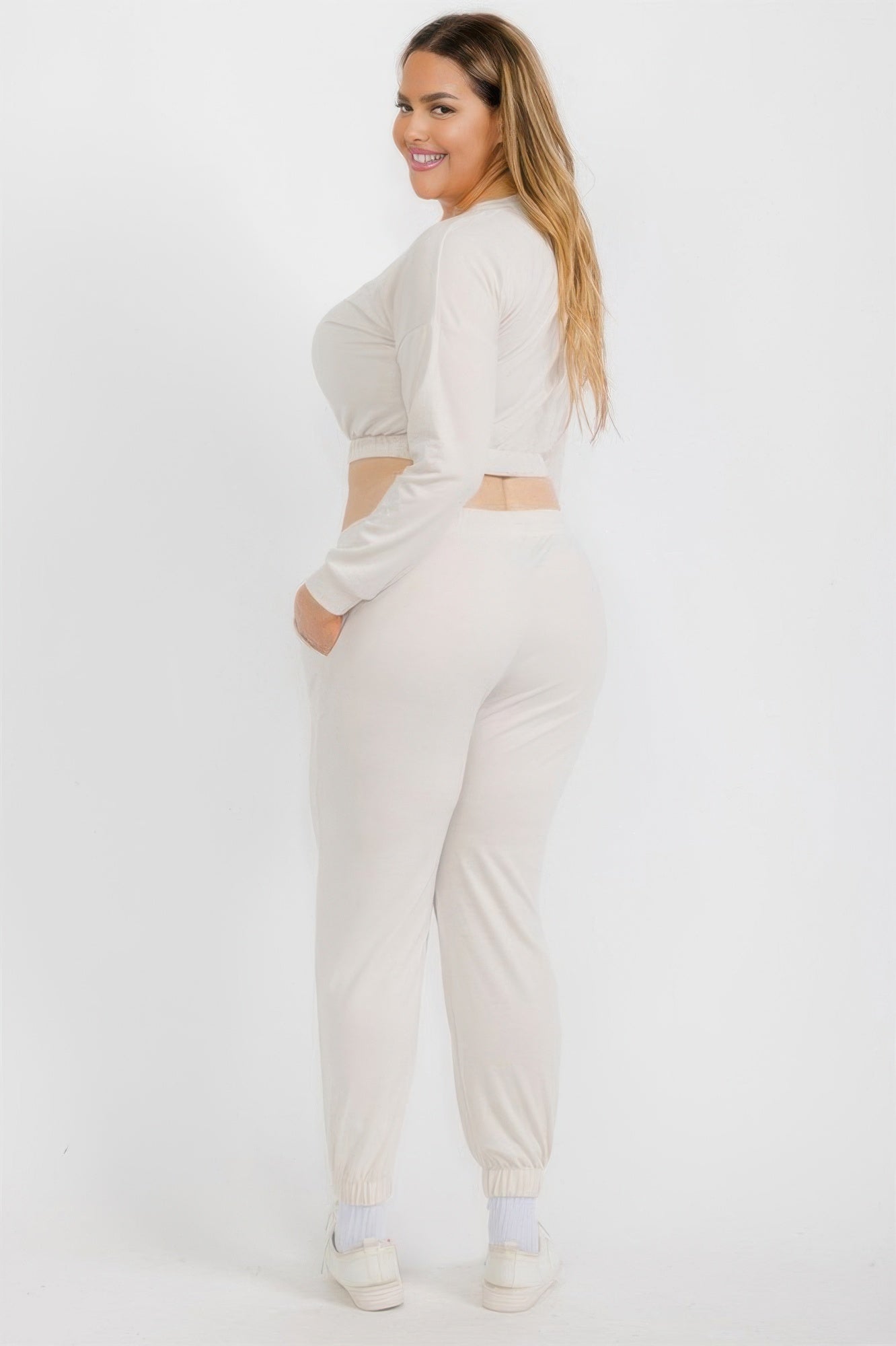 Women's Plus Size French Terry Pullover & Joggers Set